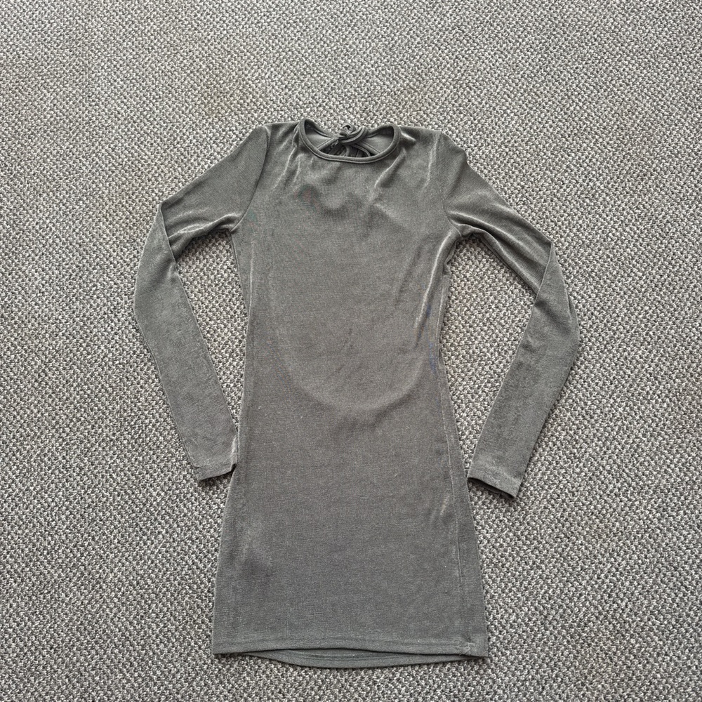 Edikted dark green Long Sleeve bodycon dress with open back